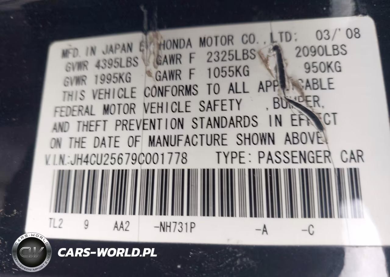 2009 Acura Tsx VIN:JH4CU25679C001778 - 9