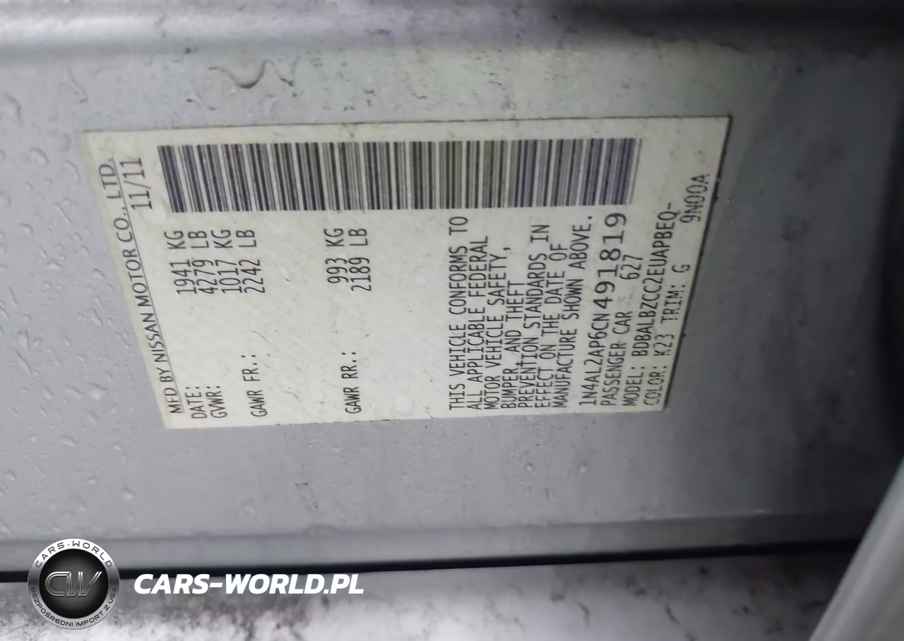 2012 Nissan Altima 2.5 S VIN:1N4AL2AP6CN491819 - 9