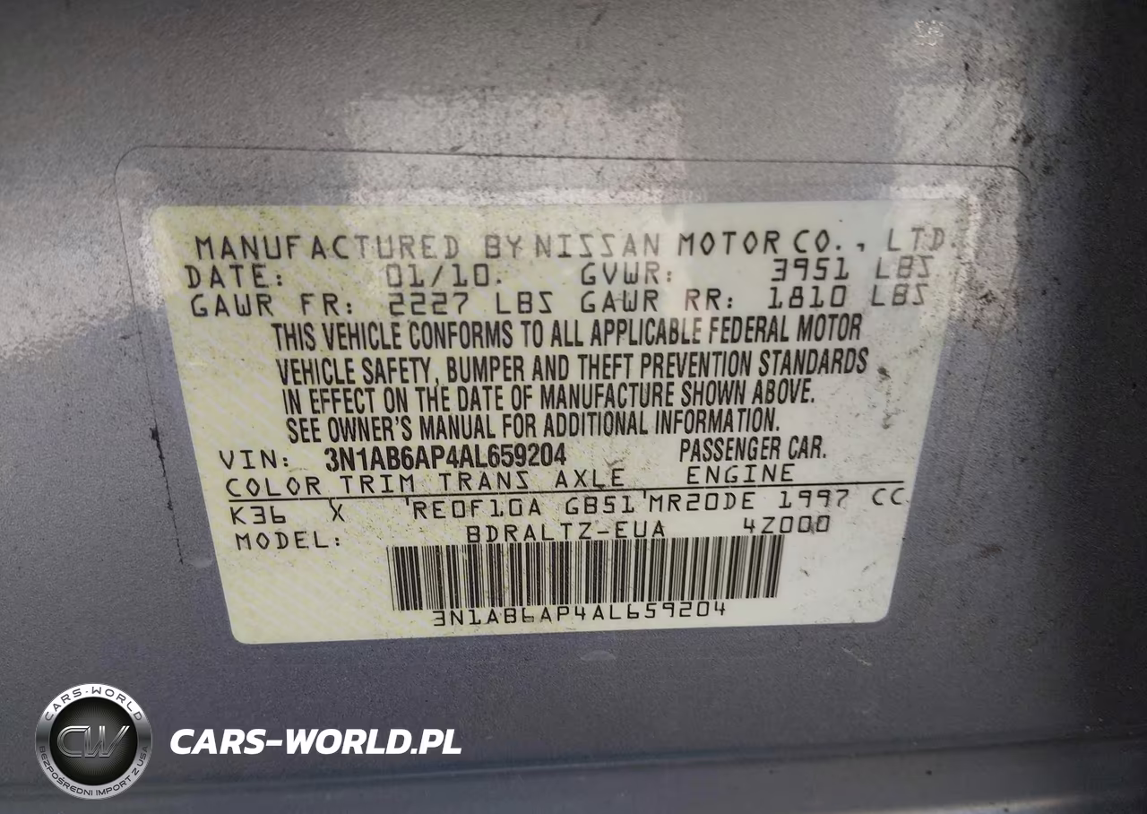 2010 Nissan Sentra 2.0S VIN:3N1AB6AP4AL659204 - 9