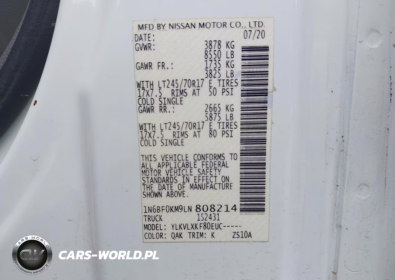 2020 Nissan Nv Cargo Nv1500 Sv Standard Roof V6 VIN:1N6BF0KM9LN808214 - 9