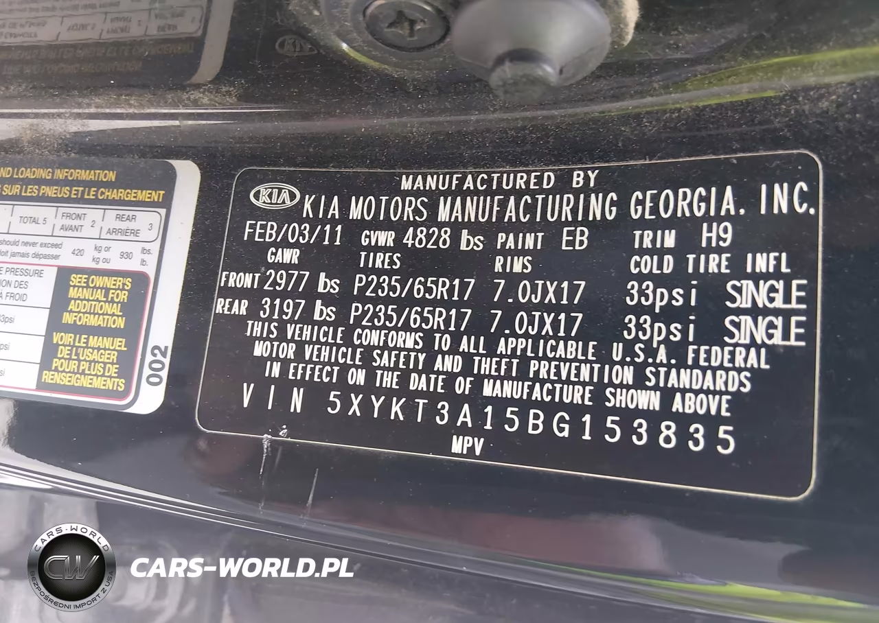 2011 Kia Sorento Lx VIN:5XYKT3A15BG153835 - 9
