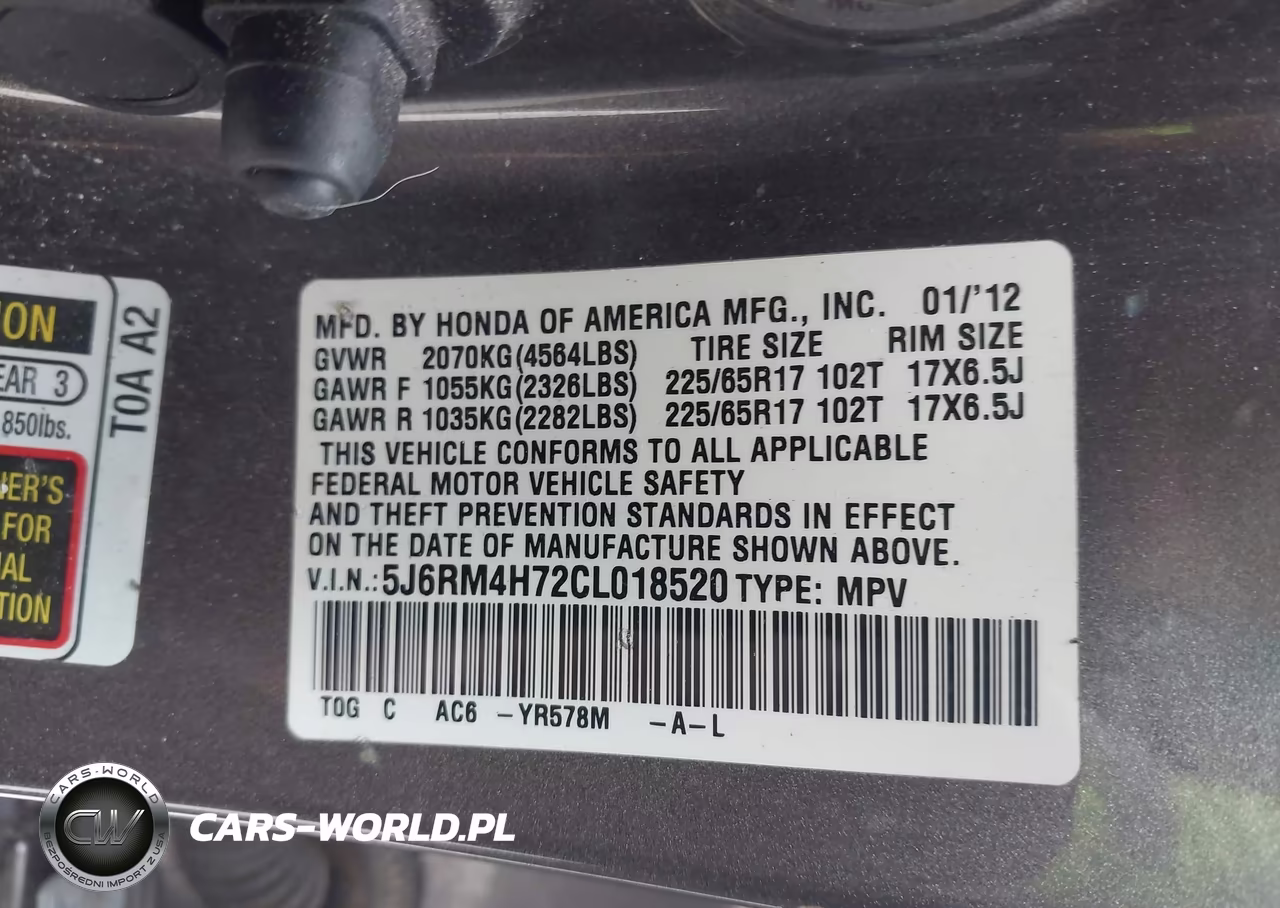 2012 Honda Cr-V Ex-L VIN:5J6RM4H72CL018520 - 9