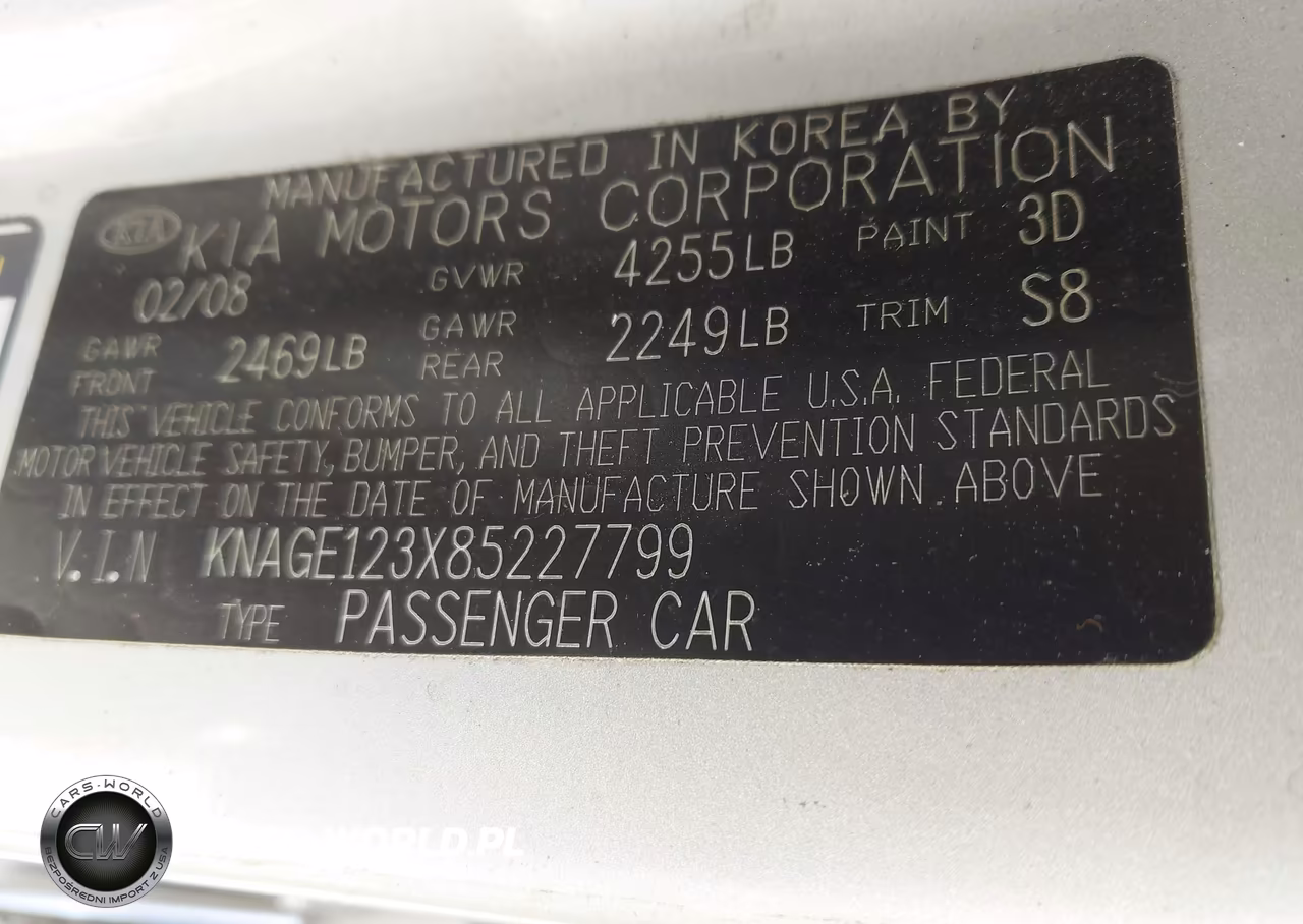2008 Kia Optima Lx VIN:KNAGE123X85227799 - 9