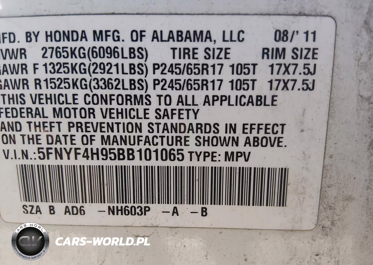 2011 Honda Pilot Touring VIN:5FNYF4H95BB101065 - 9