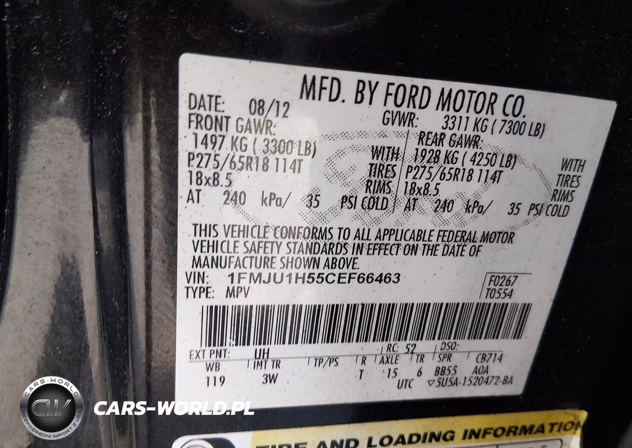 2012 Ford Expedition Xlt VIN:1FMJU1H55CEF66463 - 9