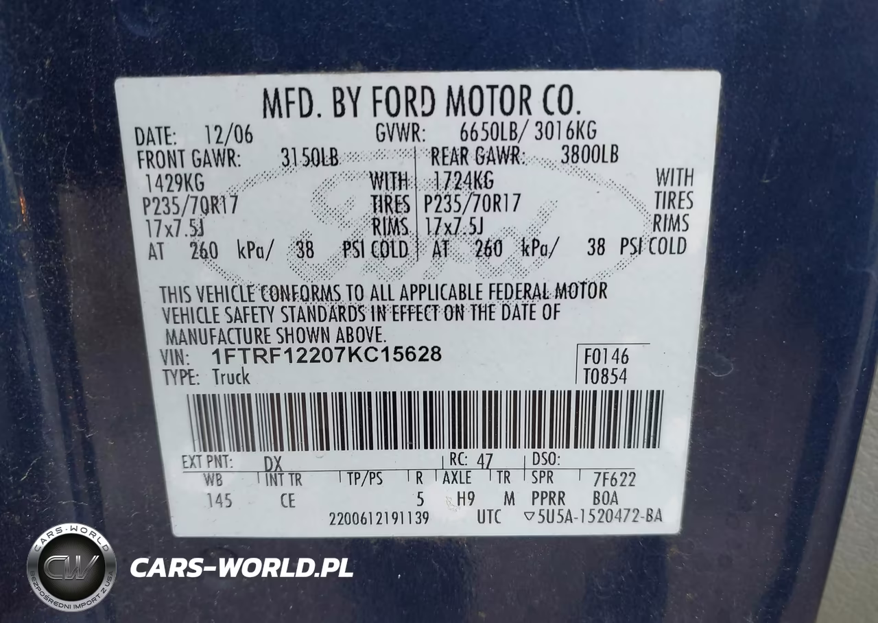 2007 Ford F-150 Stx-Xl-Xlt VIN:1FTRF12207KC15628 - 9