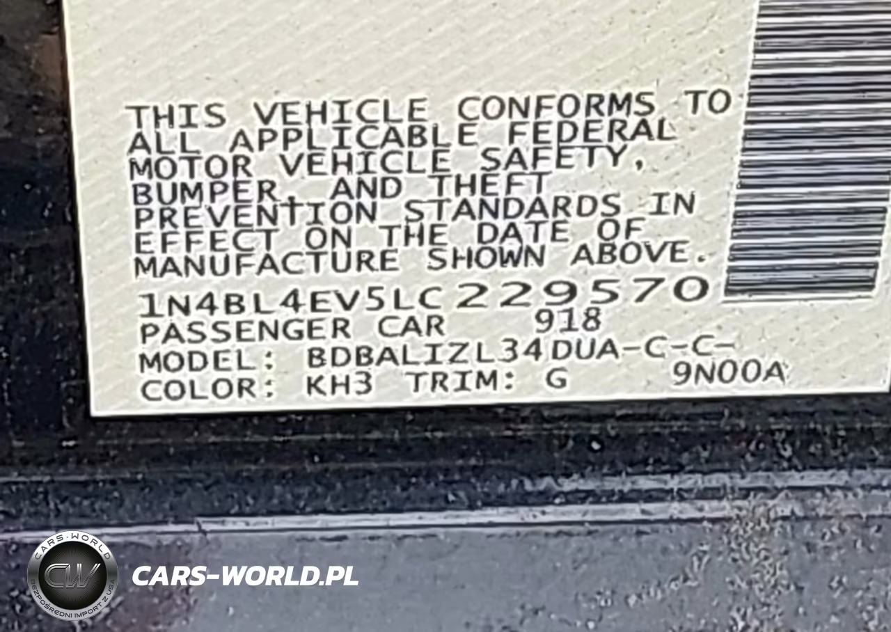 2020 Nissan Altima Sl Fwd VIN:1N4BL4EV5LC229570 - 9