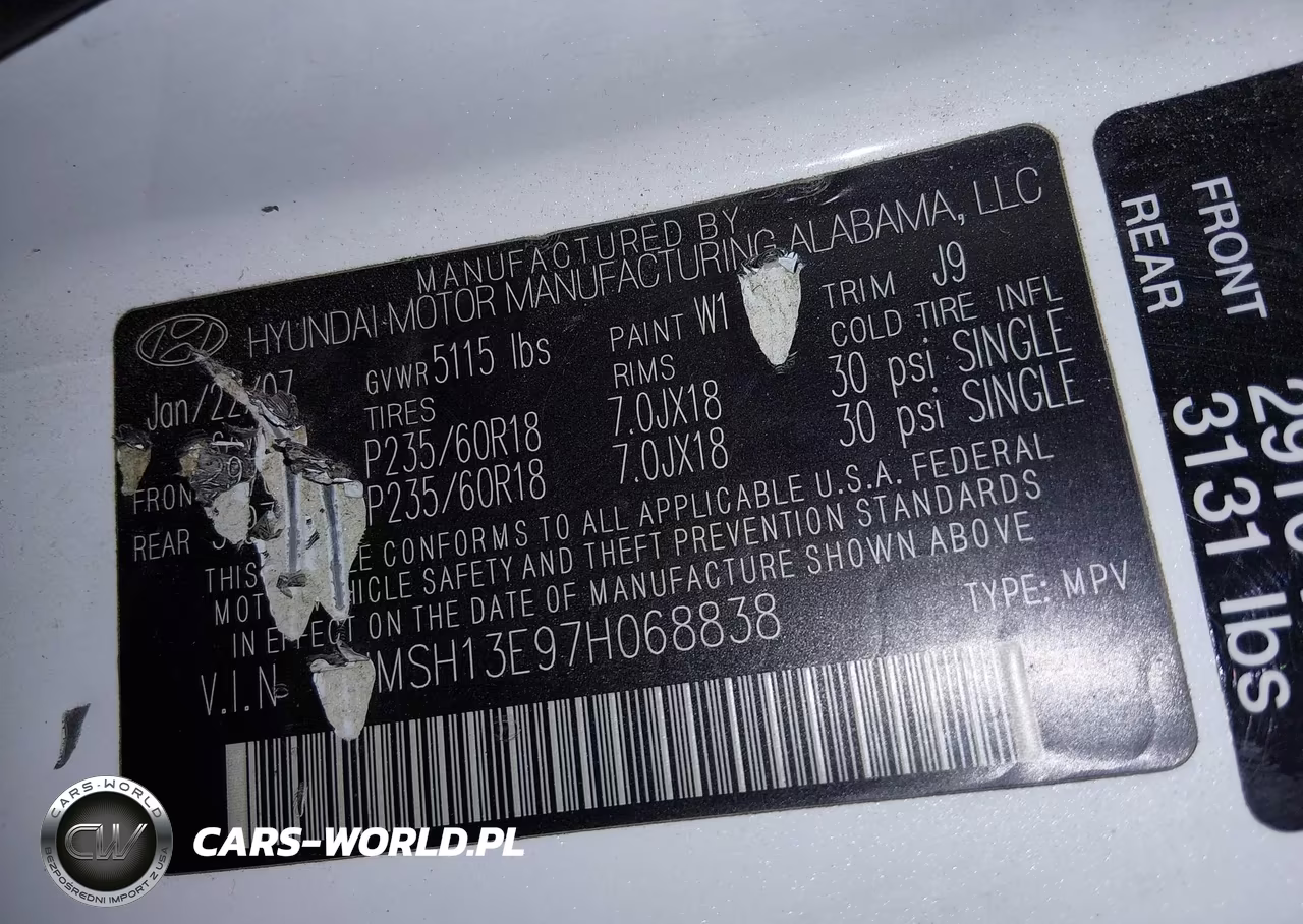 2007 Hyundai Santa Fe Limited-Se VIN:5NMSH13E97H068838 - 9