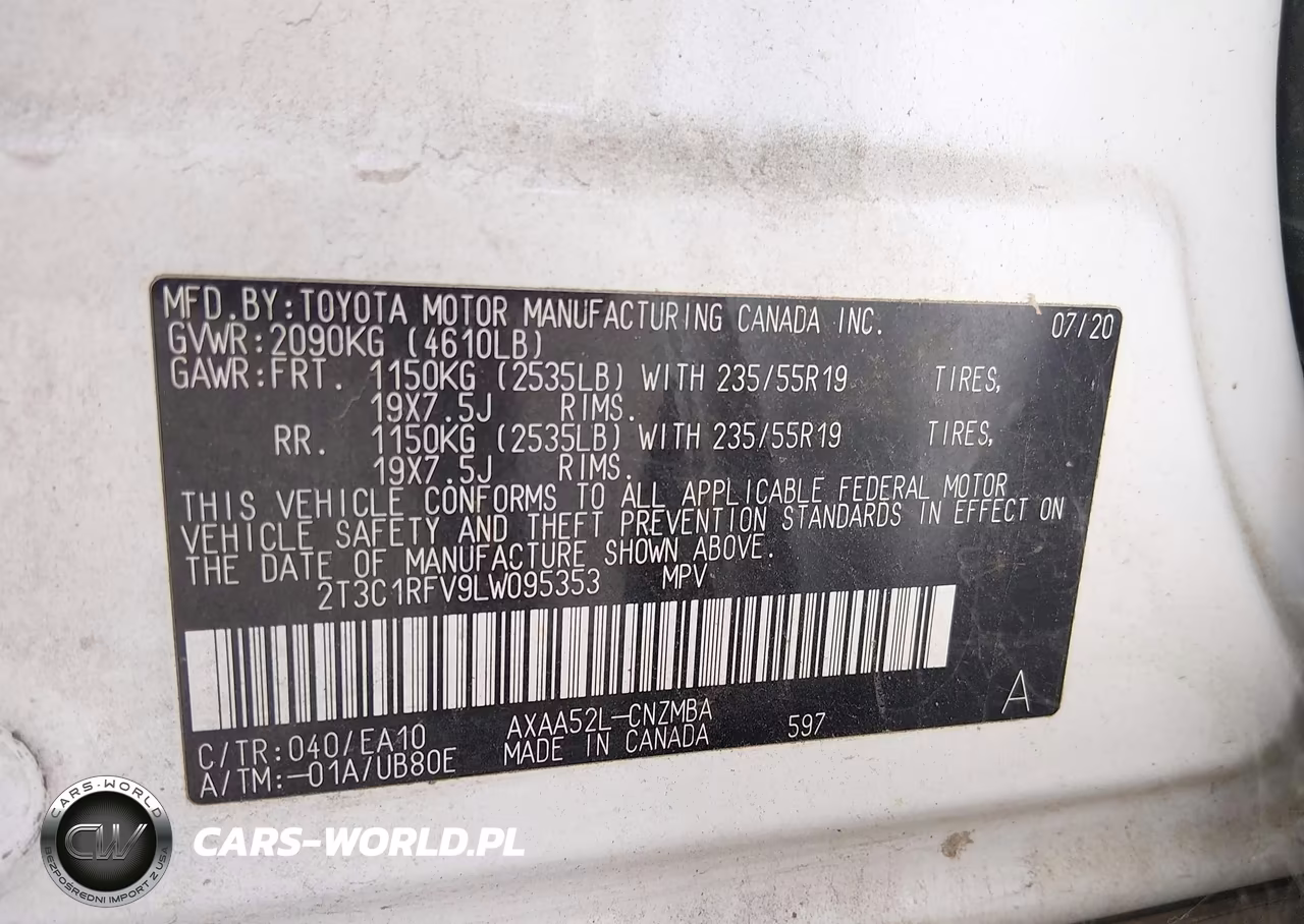 2020 Toyota Rav4 Xle Premium VIN:2T3C1RFV9LW095353 - 9