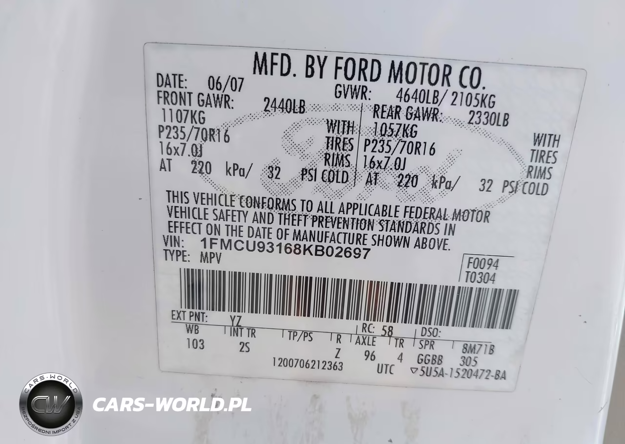 2008 Ford Escape Xlt VIN:1FMCU93168KB02697 - 9