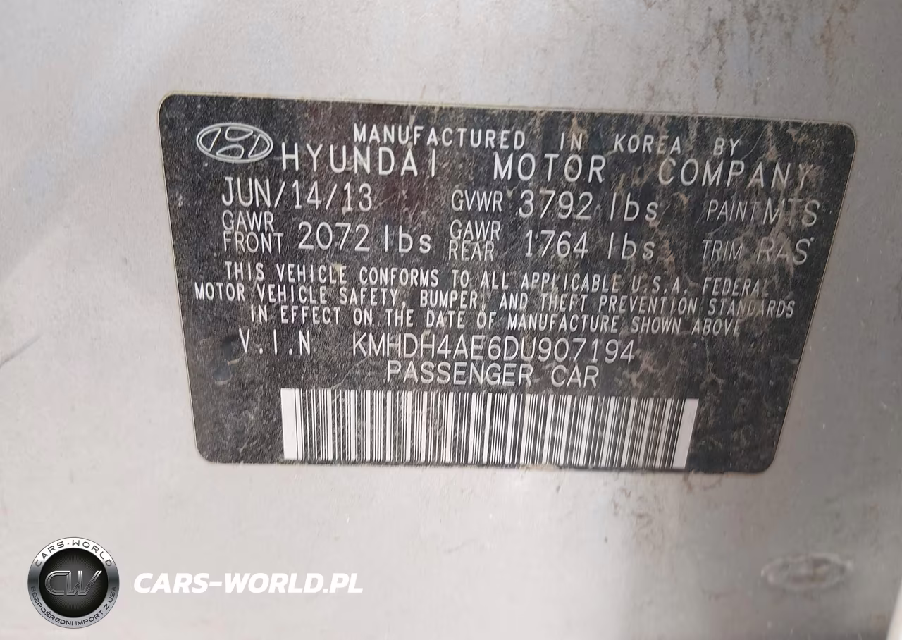 2013 Hyundai Elantra Gls VIN:KMHDH4AE6DU907194 - 9