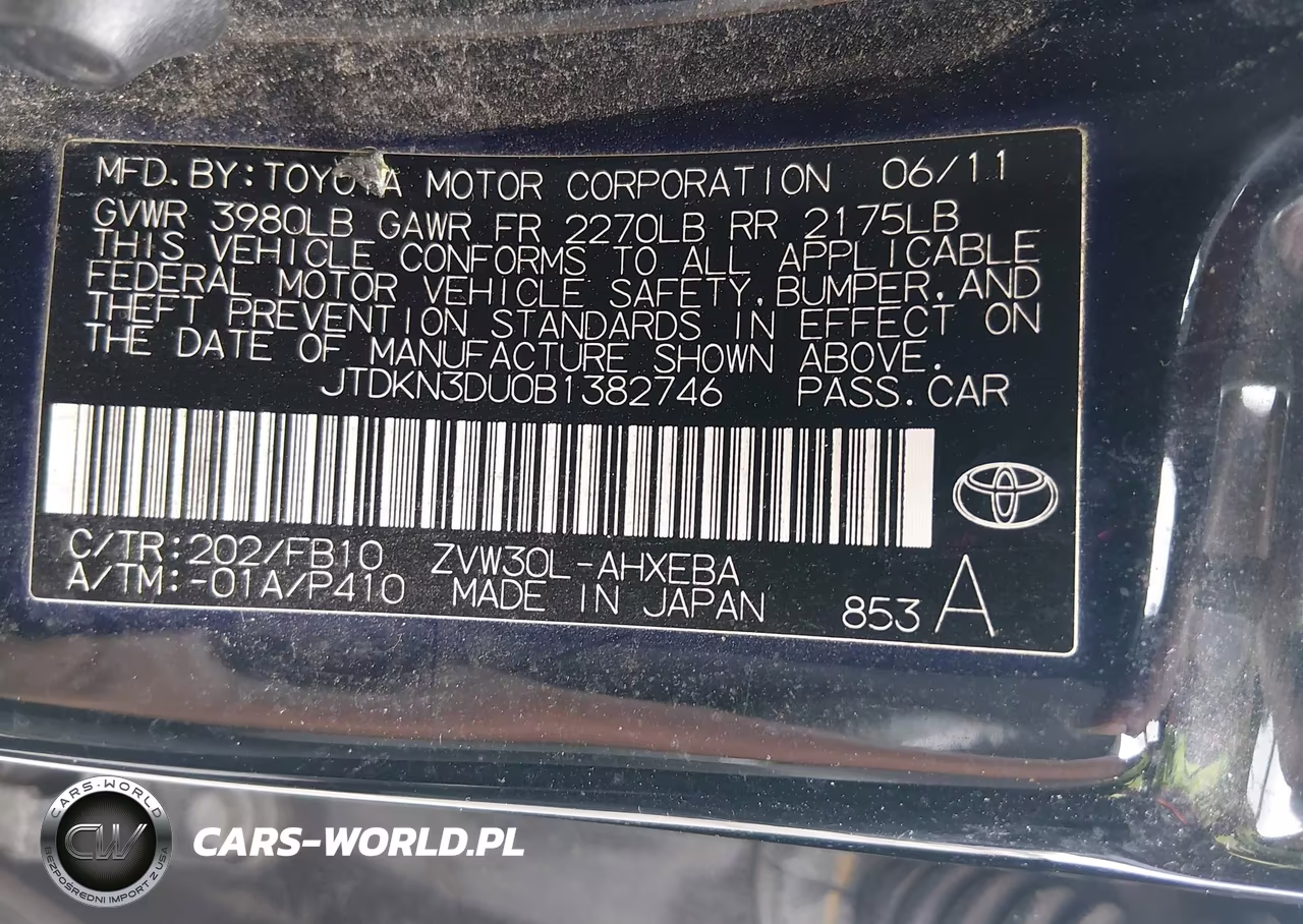 2011 Toyota Prius Two VIN:JTDKN3DU0B1382746 - 9