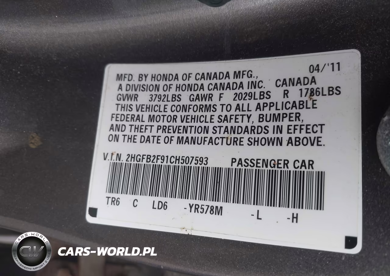 2012 Honda Civic Ex-L VIN:2HGFB2F91CH507593 - 9