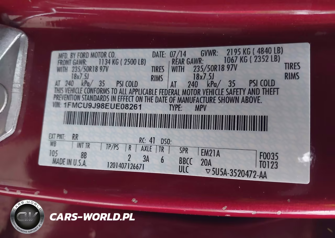 2014 Ford Escape Titanium VIN:1FMCU9J98EUE08261 - 9