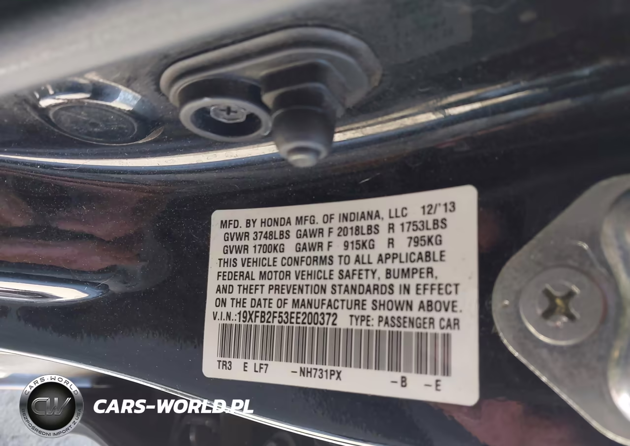 2014 Honda Civic Lx VIN:19XFB2F53EE200372 - 9