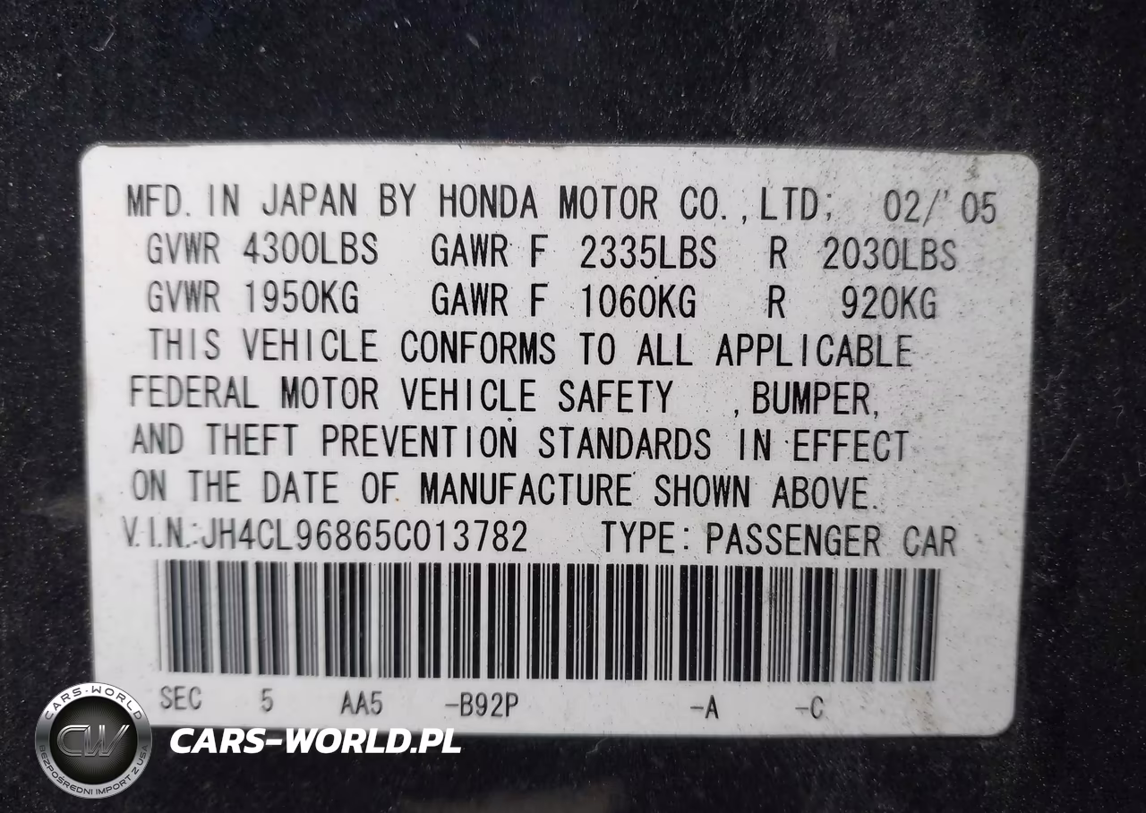 2005 Acura Tsx VIN:JH4CL96865C013782 - 9