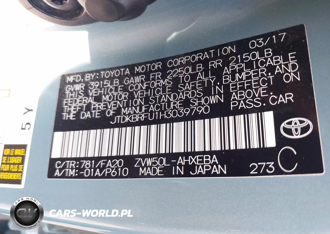 2017 Toyota Prius Two VIN:JTDKBRFU1H3039790 - 9