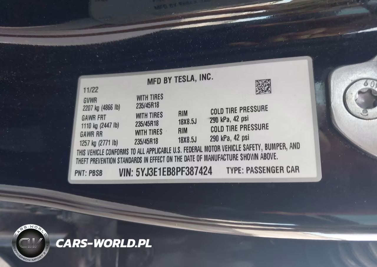 2023 Tesla Model 3 Long Range Dual Motor All-Wheel Drive VIN:5YJ3E1EB8PF387424 - 9