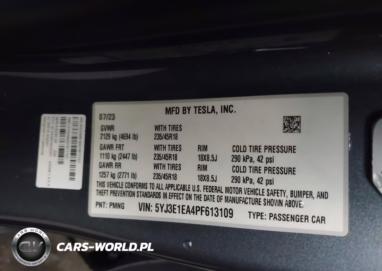 2023 Tesla Model 3 Rear-Wheel Drive VIN:5YJ3E1EA4PF613109 - 9