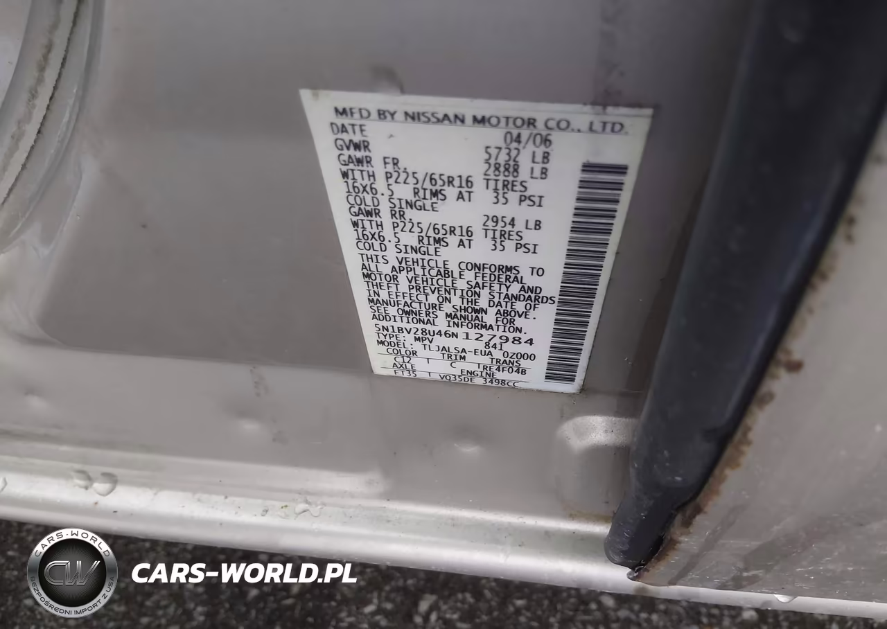 2006 Nissan Quest 3.5 VIN:5N1BV28U46N127984 - 9