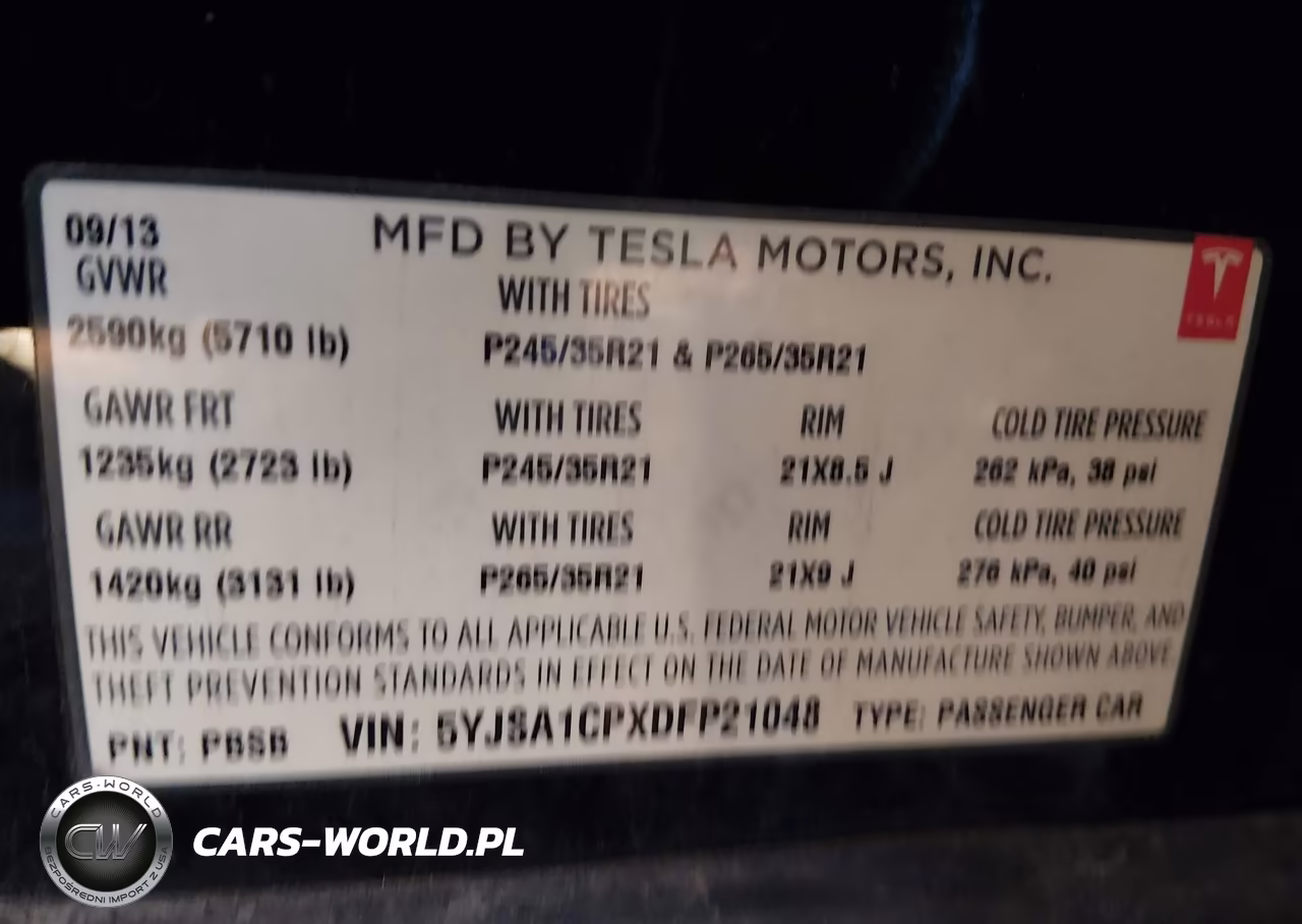 2013 Tesla Model S Performance VIN:5YJSA1CPXDFP21048 - 9