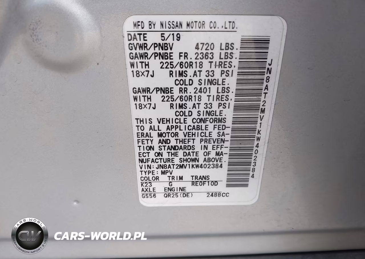 2019 Nissan Rogue Sv VIN:JN8AT2MV1KW402384 - 9