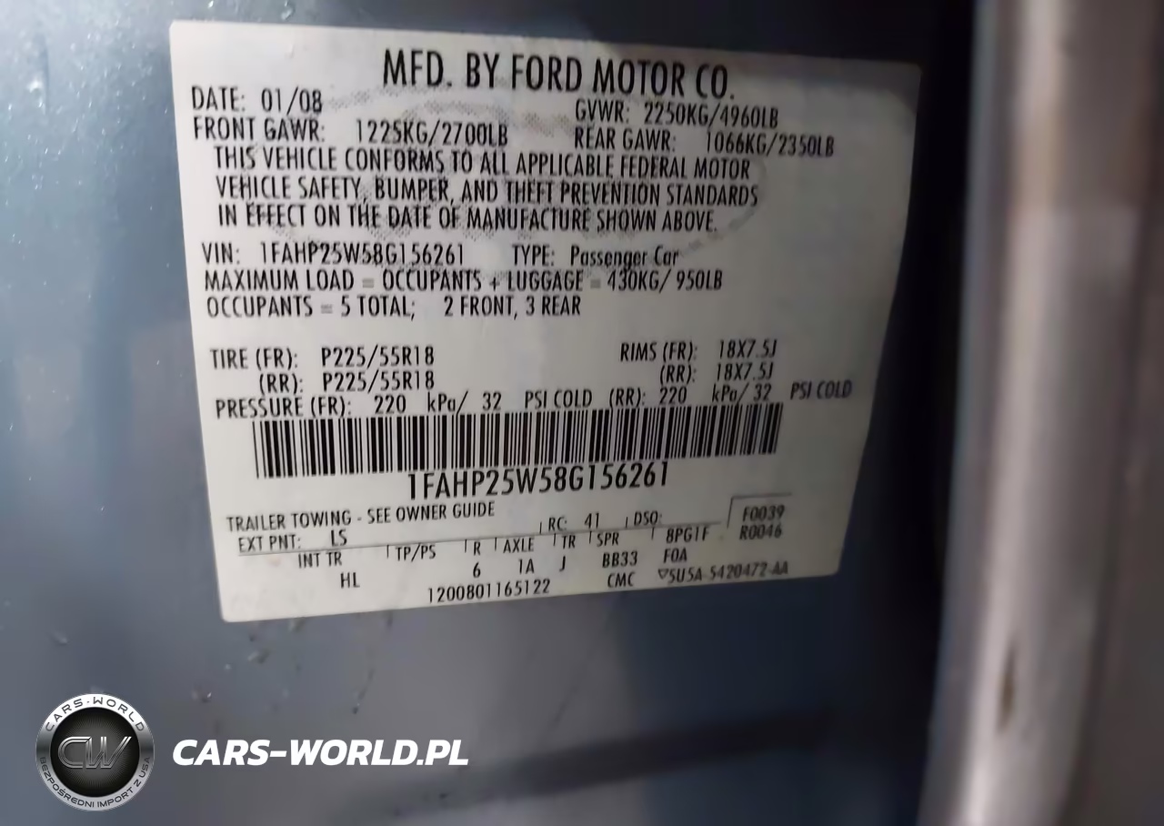 2008 Ford Taurus Limited VIN:1FAHP25W58G156261 - 9