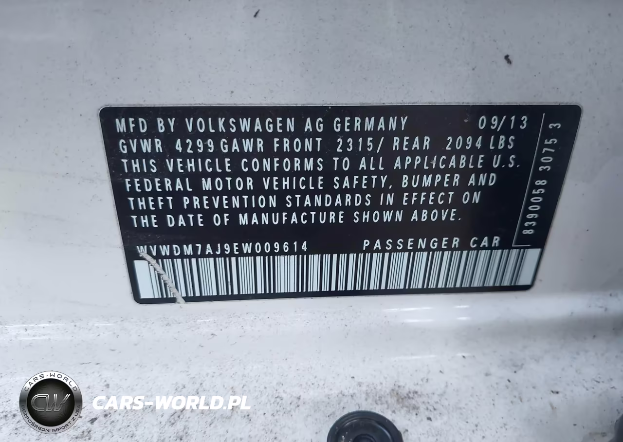 2014 Volkswagen Golf 2.0L Tdi VIN:WVWDM7AJ9EW009614 - 9