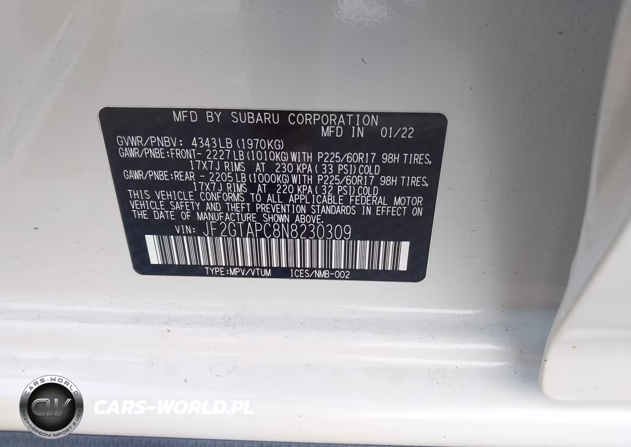 2022 Subaru Crosstrek Premium VIN:JF2GTAPC8N8230309 - 9