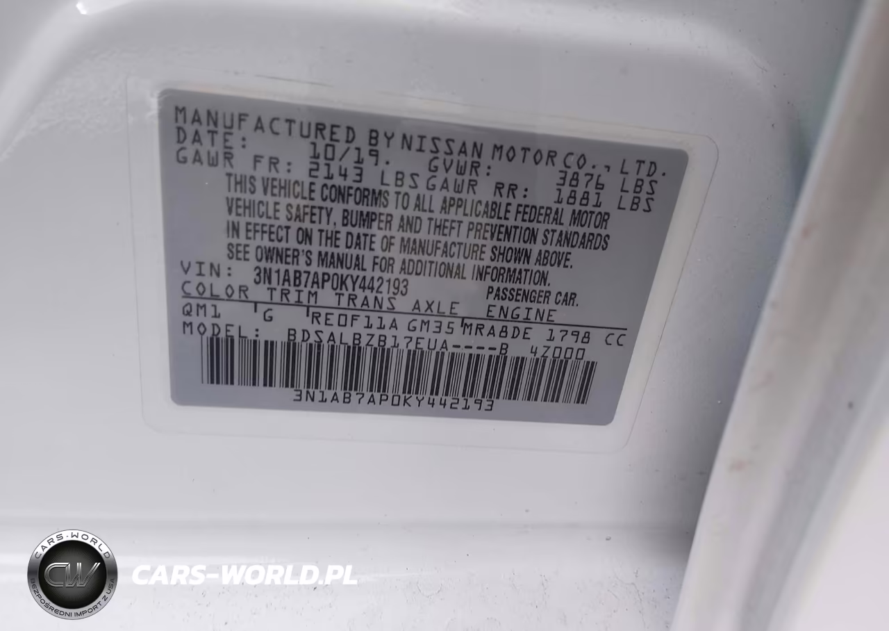 2019 Nissan Sentra S VIN:3N1AB7AP0KY442193 - 9