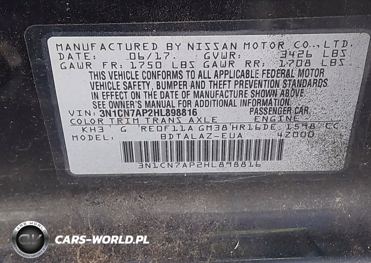 2017 Nissan Versa 1.6 S+ VIN:3N1CN7AP2HL898816 - 9
