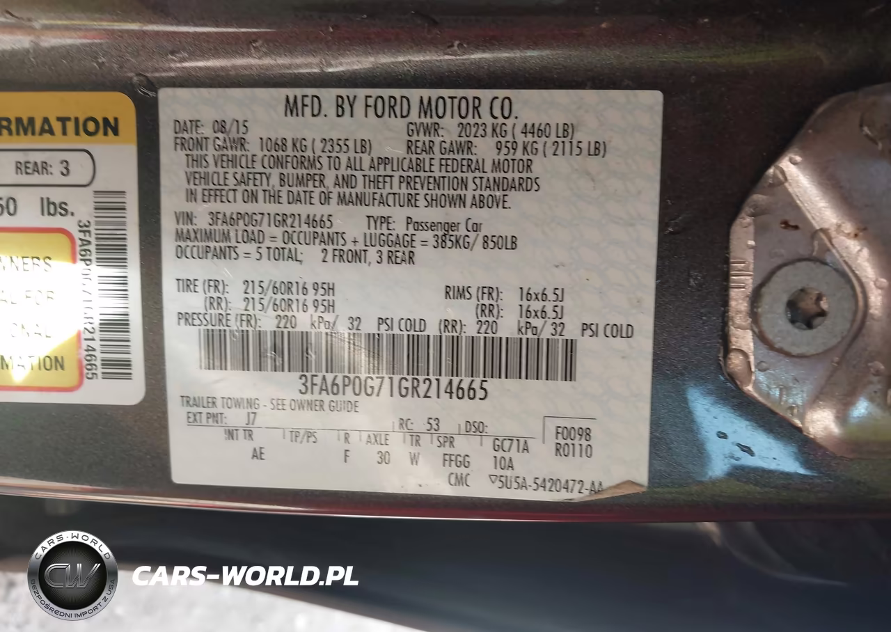 2016 Ford Fusion S VIN:3FA6P0G71GR214665 - 9