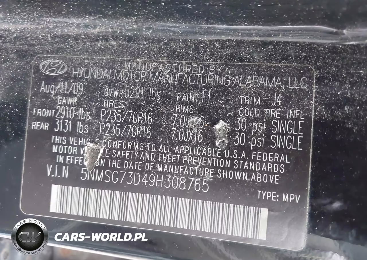 2009 Hyundai Santa Fe Gls VIN:5NMSG73D49H308765 - 9