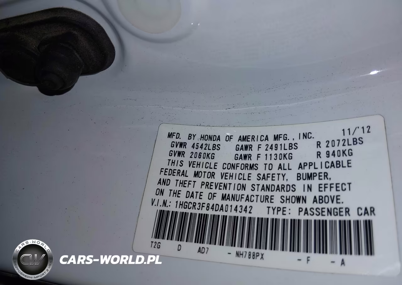 2013 Honda Accord Ex-L V-6 VIN:1HGCR3F84DA014342 - 9