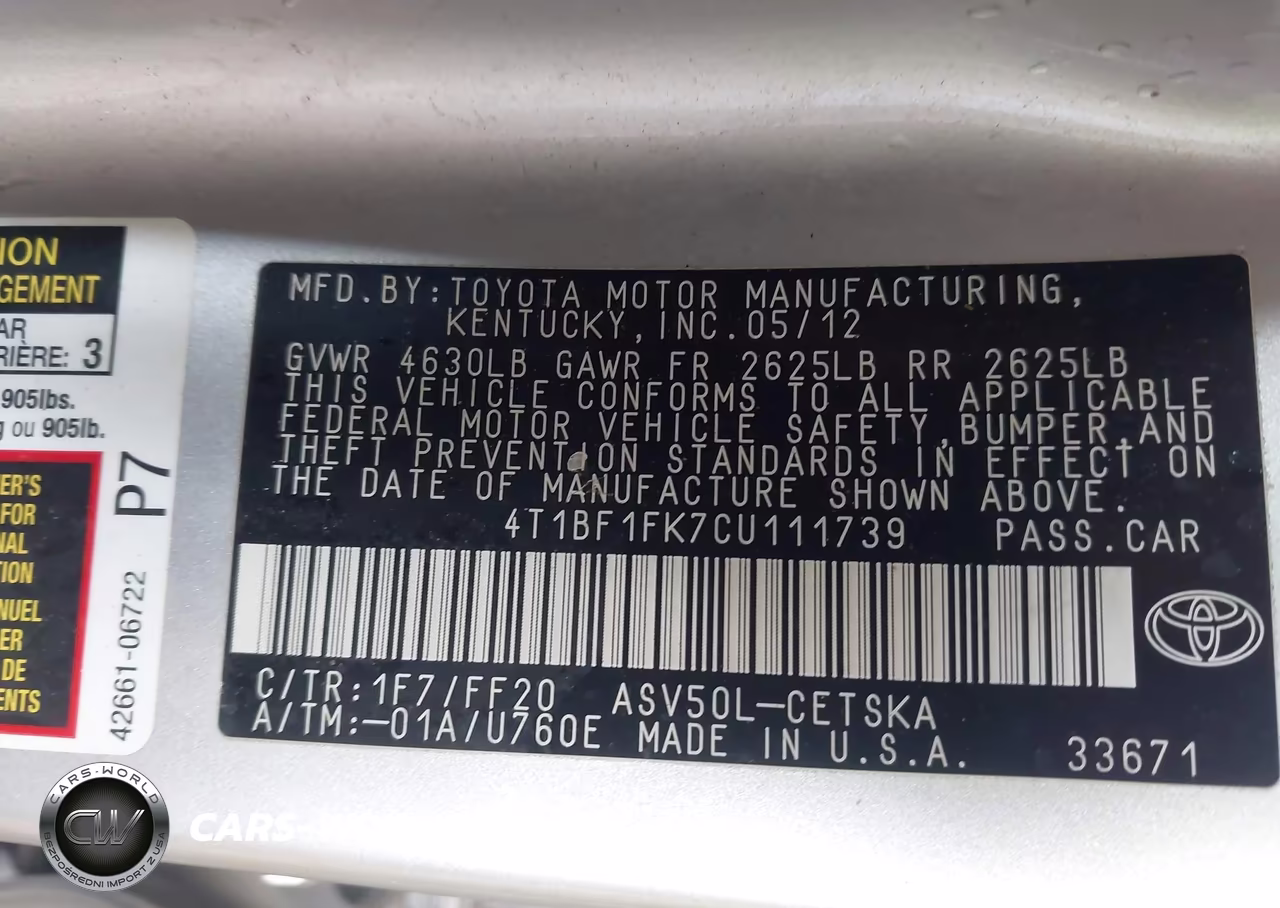 2012 Toyota Camry Se VIN:4T1BF1FK7CU111739 - 9