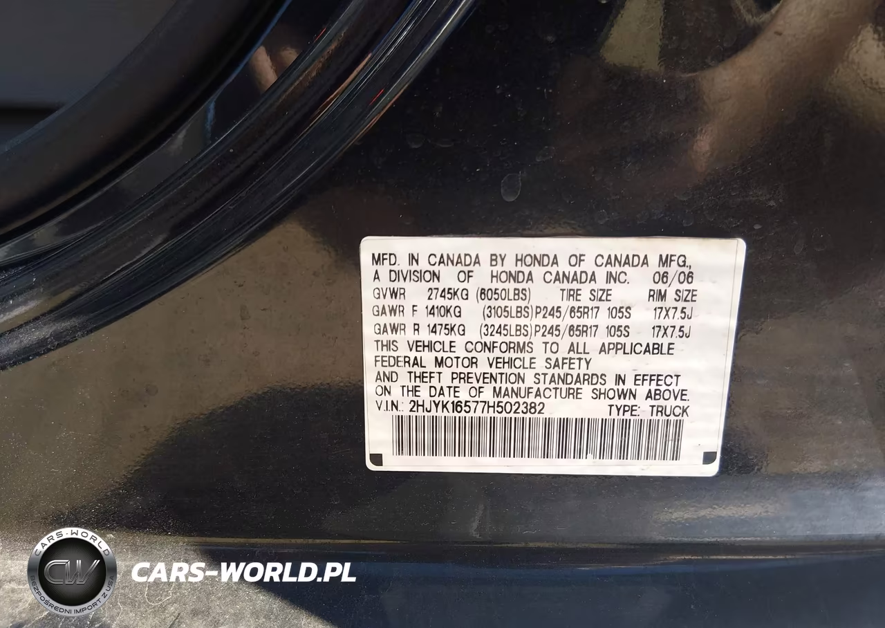 2007 Honda Ridgeline Rtl VIN:2HJYK16577H502382 - 9