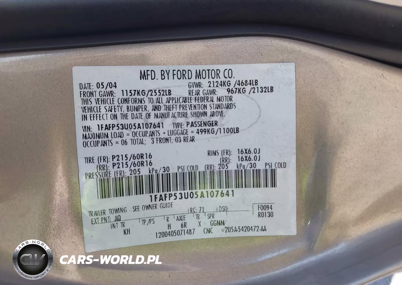 2005 Ford Taurus Se VIN:1FAFP53U05A107641 - 9