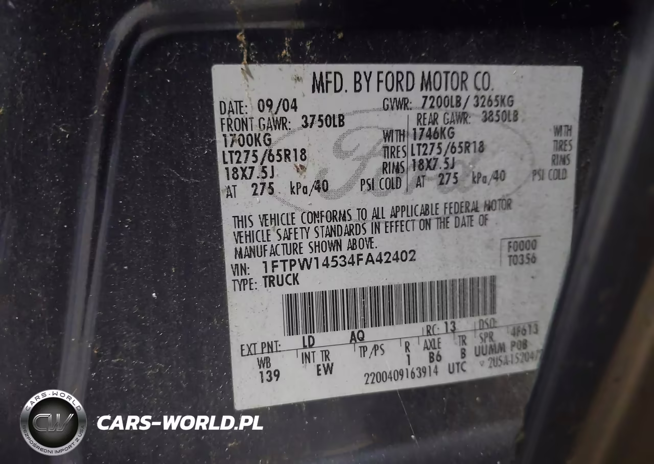 2004 Ford F-150 Fx4-Lariat-Xlt VIN:1FTPW14534FA42402 - 9