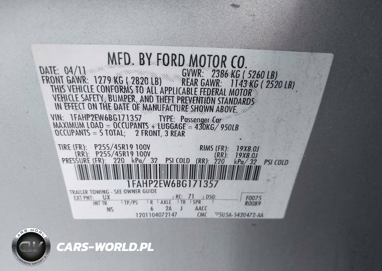 2011 Ford Taurus Sel VIN:1FAHP2EW6BG171357 - 9
