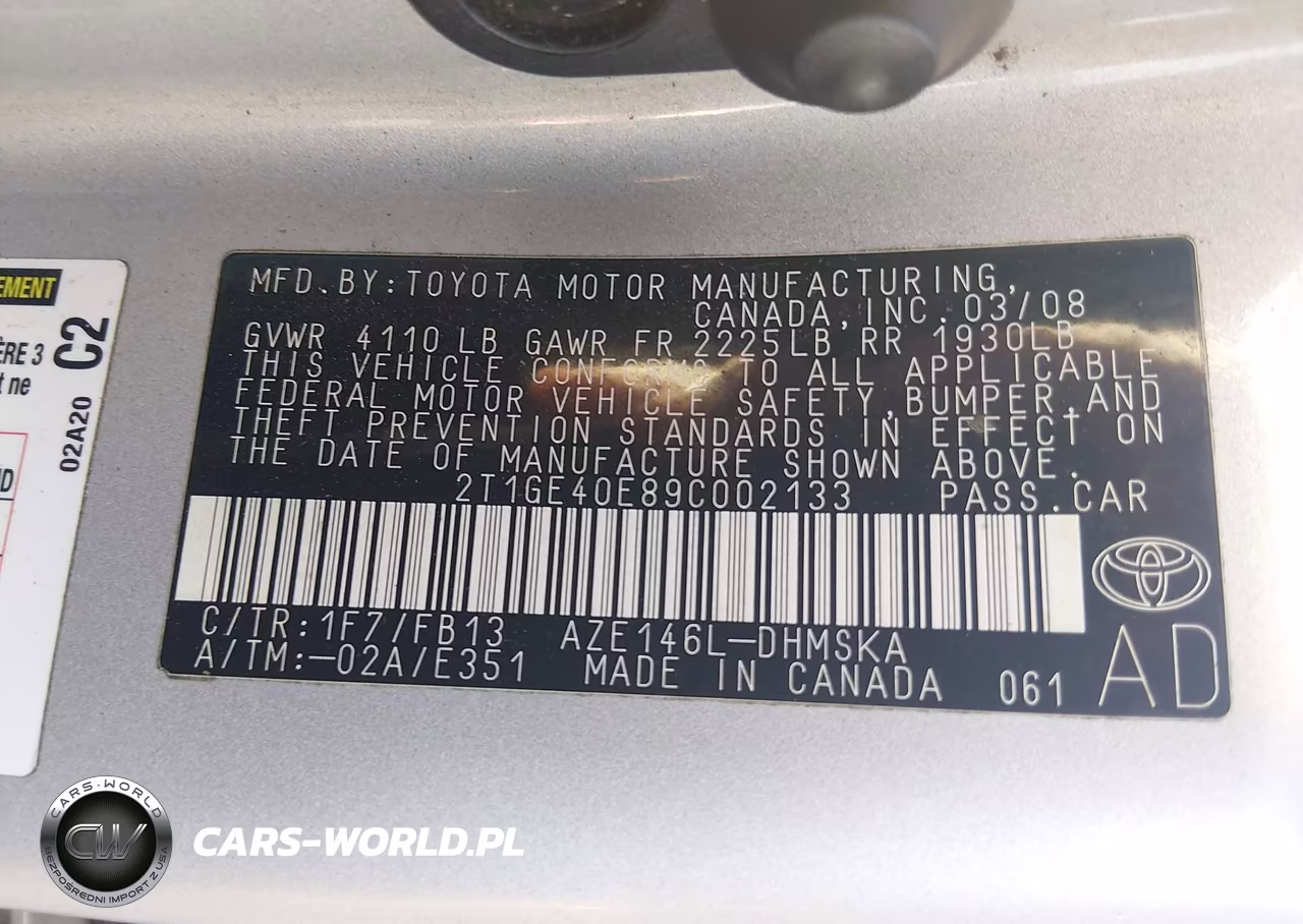 2009 Toyota Matrix Xrs VIN:2T1GE40E89C002133 - 9