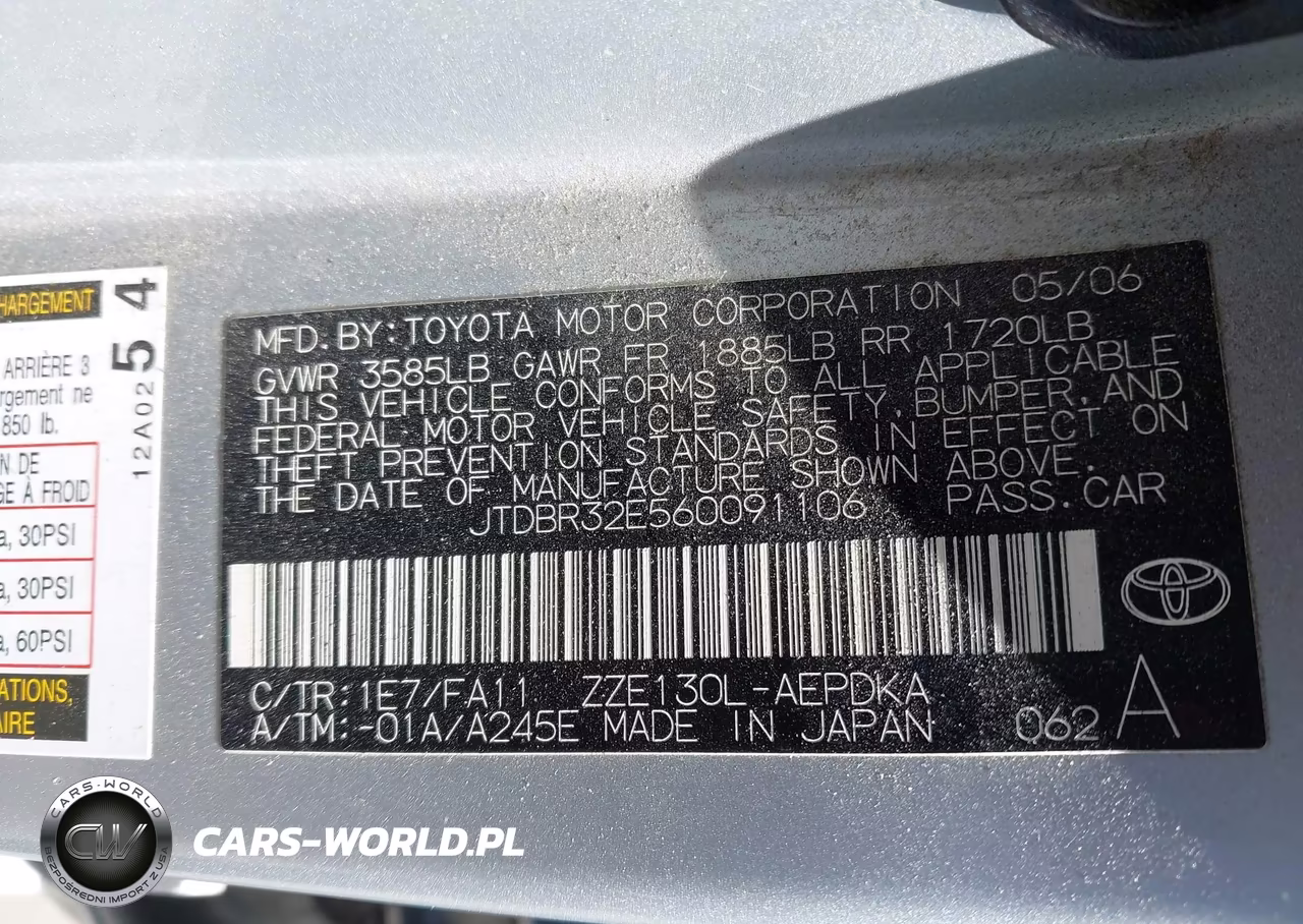 2006 Toyota Corolla Ce VIN:JTDBR32E560091106 - 9