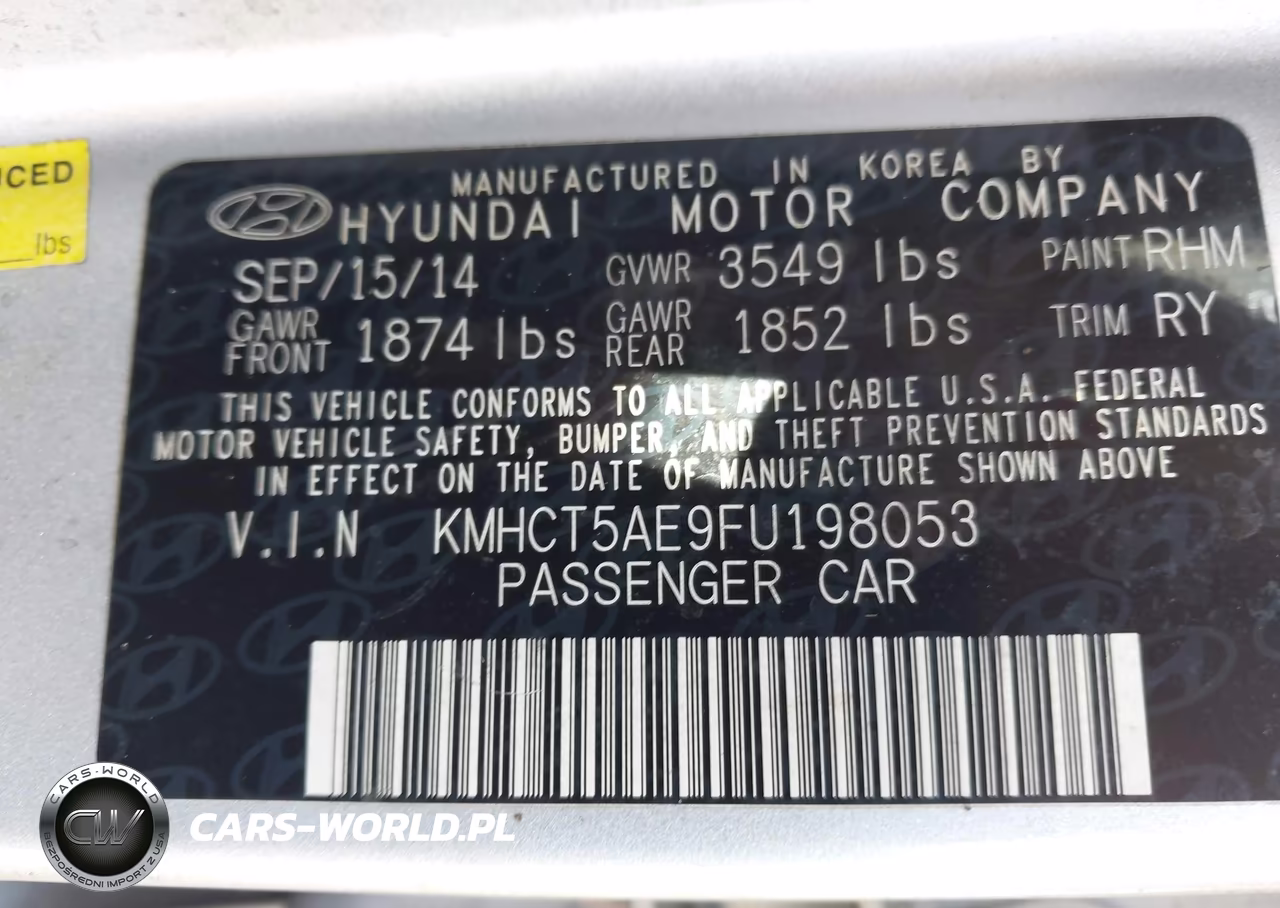 2015 Hyundai Accent Gs VIN:KMHCT5AE9FU198053 - 9