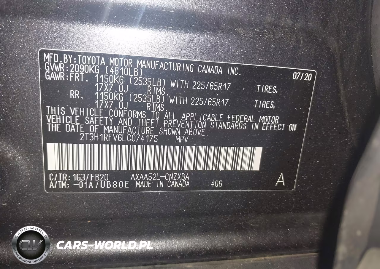 2020 Toyota Rav4 Le VIN:2T3H1RFV6LC074175 - 9
