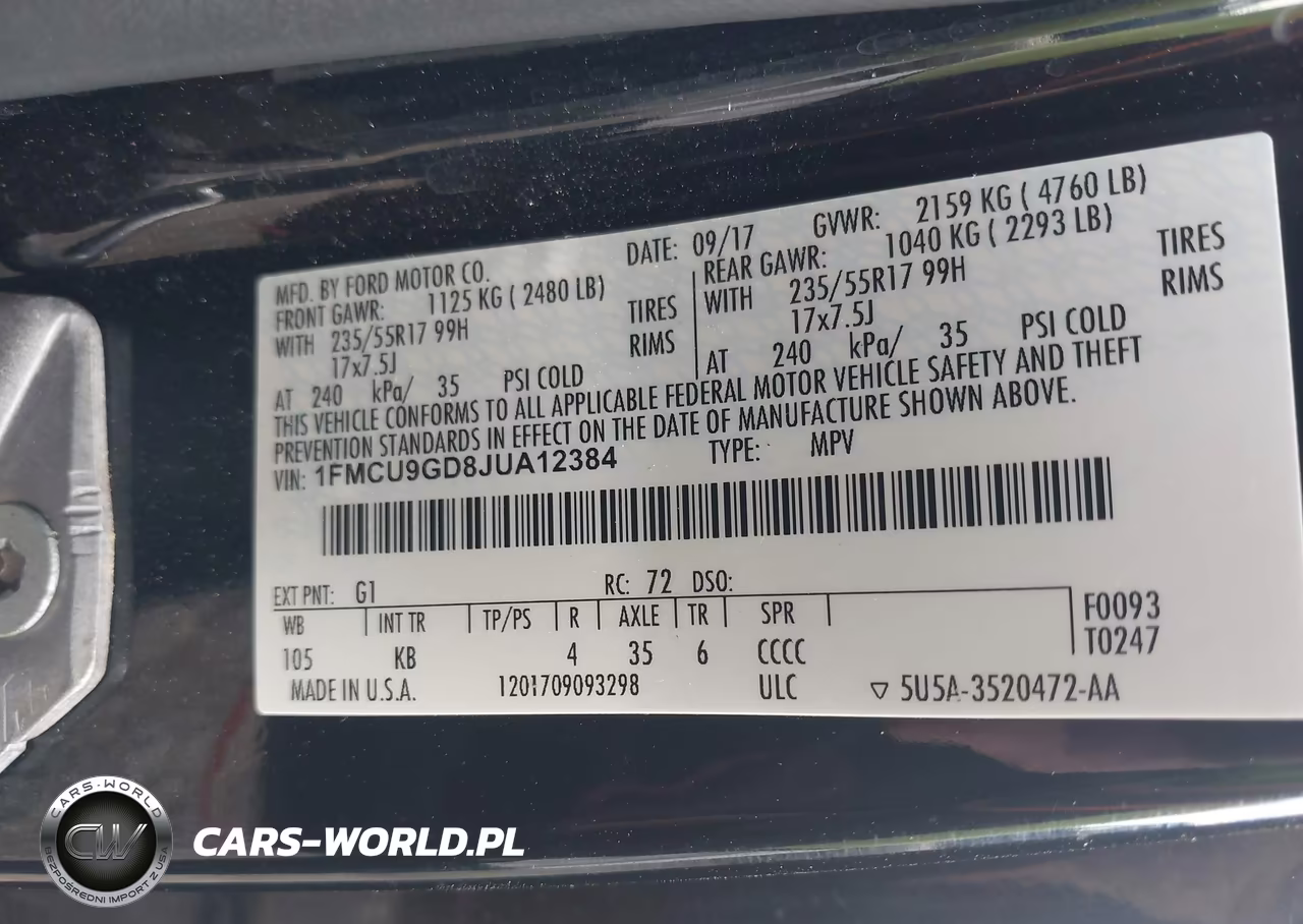 2018 Ford Escape Se VIN:1FMCU9GD8JUA12384 - 9