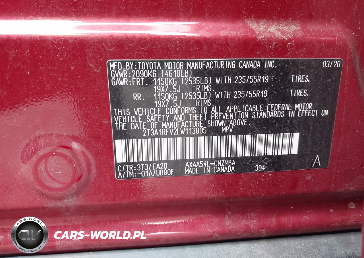2020 Toyota Rav4 Xle Premium VIN:2T3A1RFV2LW113005 - 9