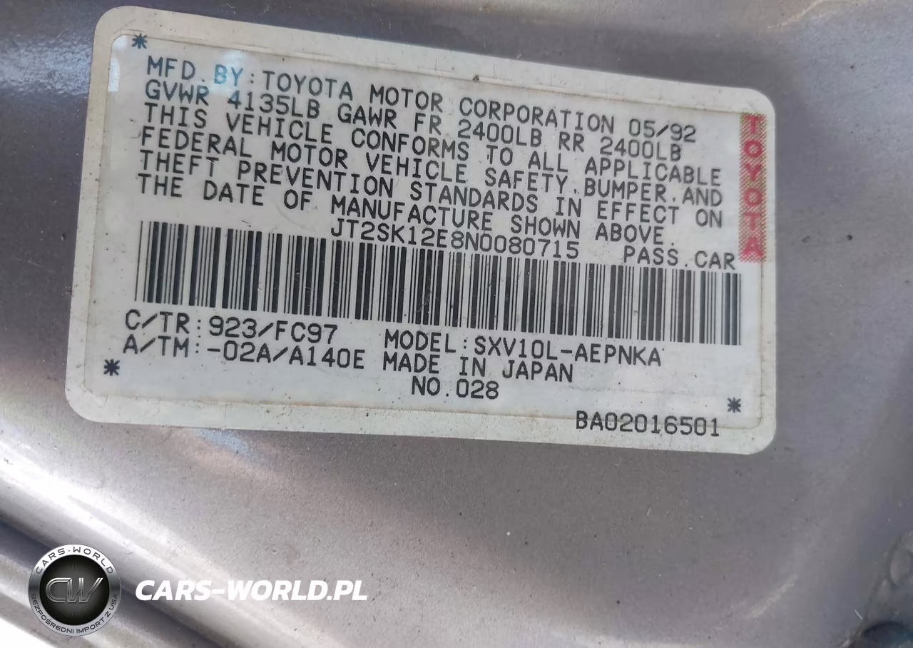 1992 Toyota Camry Le VIN:JT2SK12E8N0080715 - 9