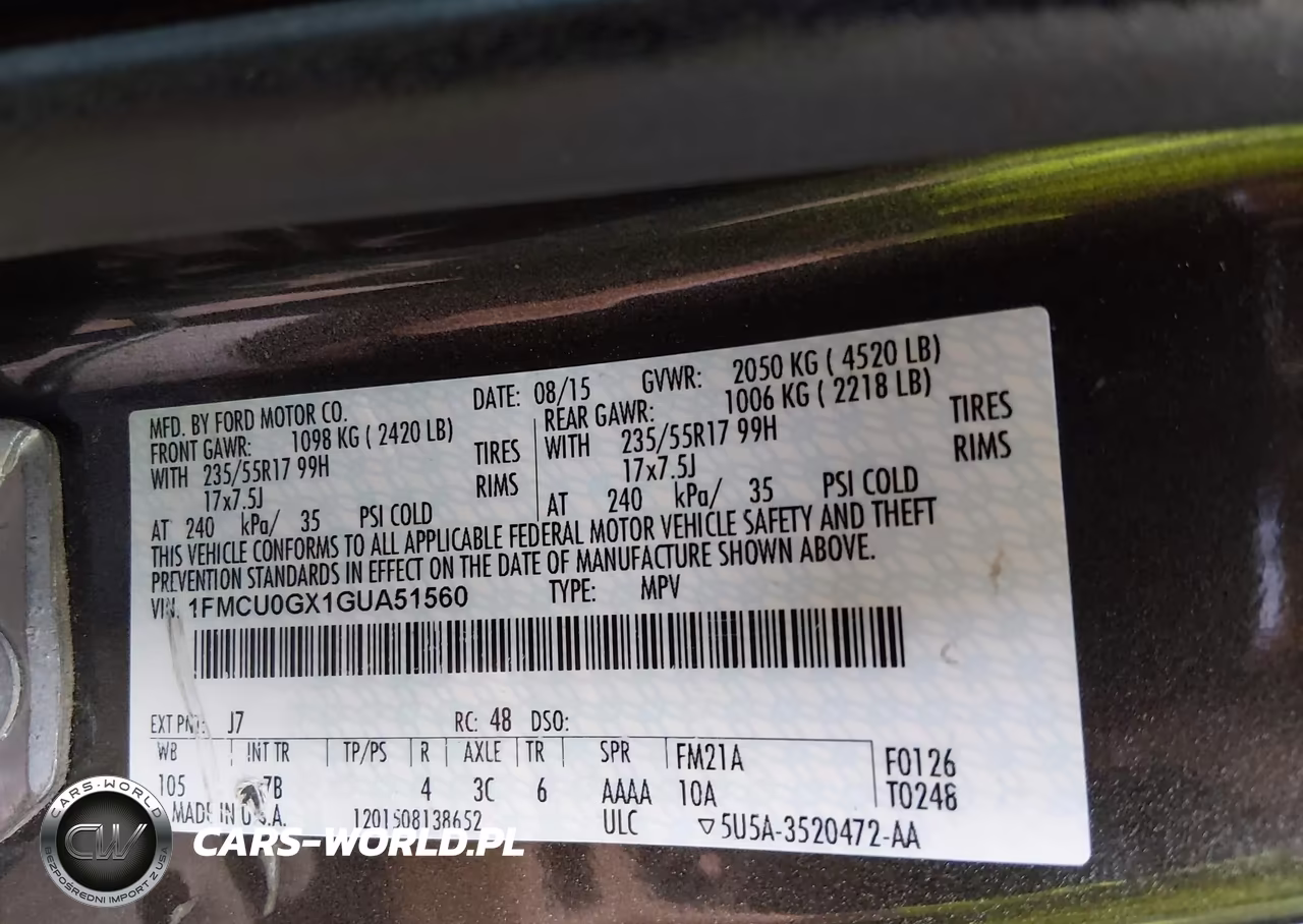 2016 Ford Escape Se VIN:1FMCU0GX1GUA51560 - 9