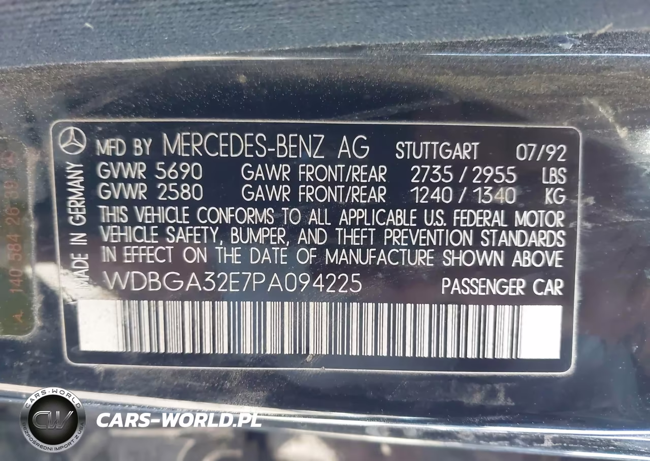 1993 Mercedes-Benz 300 Se VIN:WDBGA32E7PA094225 - 9