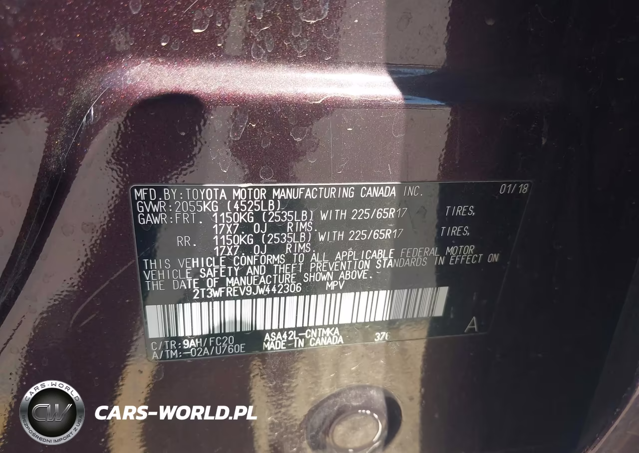 2018 Toyota Rav4 Xle VIN:2T3WFREV9JW442306 - 9