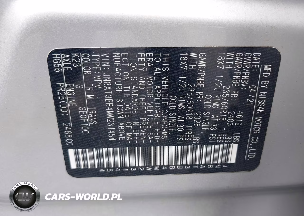 2021 Nissan Rogue Sv Intelligent Awd VIN:JN8AT3BB4MW231454 - 9